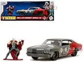 1970 Chevrolet Chevelle SS Gray Metallic and Red Metallic with Black Hood and Thor Diecast Figure ""The Avengers"" ""Hollywood Rides"" Series 1/32 Diecas