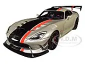 2017 Dodge Viper ACR Billet Silver Metallic with Black and Red Stripes 1/18 Model Car by Autoart