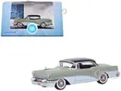 1955 Buick Century Windsor Gray and Dover White with Carlsbad Black Top 1/87 (HO) Scale Diecast Model Car by Oxford Diecast