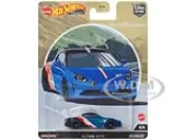 Alpine A110 Blue Metallic and Black with Graphics ""Auto Strasse"" Series Diecast Model Car by Hot Wheels