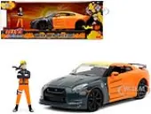 2009 Nissan GT-R (R35) Orange and Dark Gray with Yellow Top and Graphics and Naruto Diecast Figure ""Naruto Shippuden"" (2009-2017) TV Series ""Anime Ho