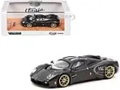 Pagani Utopia Black Carbon Fiber with Gold Wheels ""Global64"" Series 1/64 Diecast Model by Tarmac Works