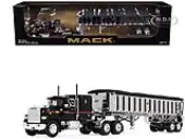 Mack Super-Liner with 60"" Flat Top Sleeper and East End Dump Trailer Black 1/64 Diecast Model by DCP/First Gear