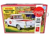 Skill 3 Model Kit 1955 Chevrolet Cameo Pickup Truck ""Coca-Cola"" with Vintage Vending Machine and Dolly 1/25 Scale Model by AMT