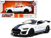2020 Ford Mustang Shelby GT500 White with Blue Stripes ""Bigtime Muscle"" Series 1/24 Diecast Model Car by Jada