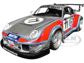 2020 RWB Bodykit 11 ""Martini-Kamiwaza Racing"" Silver Metallic with Graphics 1/18 Diecast Model Car by Solido
