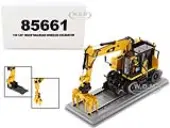 CAT Caterpillar M323F Railroad Wheeled Excavator with Operator and 3 Work Tools Safety Yellow Version ""High Line Series"" 1/50 Diecast Model by Diecas