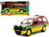 Ford Explorer Red and Yellow with Green Graphics ""Jurassic Park"" (1993) Movie 30th Anniversary ""Hollywood Rides"" Series 1/32 Diecast Model Car by Jad