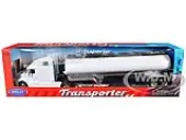 Freightliner Columbia Truck White with White Tanker Trailer ""Transporter"" Series 1/32 Diecast Model by Welly