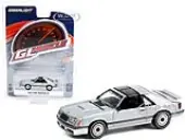 1982 Ford Mustang GT 5.0 Silver Metallic with Black Stripes ""Greenlight Muscle"" Series 26 1/64 Diecast Model Car by Greenlight