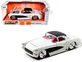 1957 Chevrolet Corvette Satin Cream Metallic with Matt Black Top and Side 1/24 Diecast Model Car by Jada
