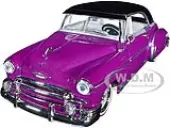 1950 Chevrolet Bel Air Lowrider Purple Metallic with Black Top and White Interior ""Get Low"" Series 1/24 Diecast Model Car by Motormax