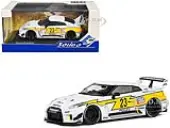 2019 Nissan GTR35 ""LBWK Silhouette"" RHD (Right Hand Drive) 23 White with Yellow Graphics 1/43 Diecast Model Car by Solido