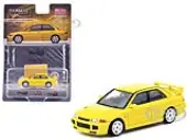 Mitsubishi Lancer GSR Evolution III RHD (Right Hand Drive) Yellow with Tarmac Cards ""Global64"" Series 1/64 Diecast Model by Tarmac Works
