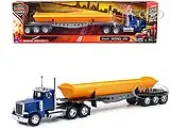 Peterbilt 379 Truck with Side Dump Blue and Yellow ""Long Haul Truckers"" Series 1/32 Diecast Model by New Ray
