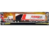 International LoneStar Enclosed Car Transporter ""Comp Cams"" White and Black with Stripes ""Custom Haulers"" Series 1/64 Diecast Model by Maisto