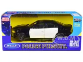 2016 Dodge Charger Pursuit Police Interceptor Black and White Unmarked ""Police Pursuit"" Series 1/24 Diecast Model Car by Welly