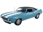 1969 Chevrolet Camaro Z/28 Carolina Blue with White Stripes and Black Vinyl Top Limited Edition to 264 pieces Worldwide 1/18 Diecast Model Car by ACM