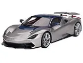 2019 Automobili Pininfarina Battista Argento Liquido Silver Metallic with Blu del Re Blue Top ""US Launch Edition"" 1/18 Model Car by Top Speed