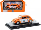 1952 Volkswagen Beetle Deluxe Model ""EMPI Power Rules"" Orange and White with Graphics Limited Edition to 6650 pieces Worldwide 1/24 Diecast Model Car