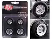 Chrome Salt Flat Wheel and Tire Set of 4 pieces from ""1932 Ford 5 Window Hot Rod"" 1/18 by Acme