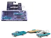 1969 Plymouth GTX Turquoise Metallic and 1967 Dodge D-200 Pickup Truck Turquoise Metallic with Flatbed Trailer ""Graveyard Carz"" (2012-Current) TV Ser