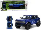 2021 Ford Bronco Open-Top Candy Blue Metallic with Extra Wheels ""Just Trucks"" Series 1/24 Diecast Model Car by Jada