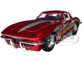 1963 Chevrolet Corvette Stingray Red Metallic with Silver Graphics ""Bigtime Muscle"" Series 1/24 Diecast Model Car by Jada