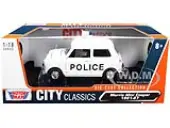 1961-1967 Morris Mini Cooper RHD (Right Hand Drive) ""Police"" White ""City Classics"" Series 1/18 Diecast Model Car by Motormax