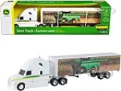 Semi Truck with Trailer ""John Deere"" White with Green Stripes ""Replica Play"" 1/64 Diecast Model by ERTL TOMY