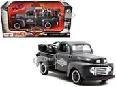 1948 Ford F-1 Pickup Truck and 1942 Harley-Davidson WLA Flathead Motorcycle Matt Dark Gray ""Harley-Davidson Custom"" 1/24 Diecast Models by Maisto