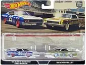 1969 Ford Torino Talladega 25 White and Blue with Red Top and 1966 Chevrolet Chevelle 86 Gold with White Top ""Car Culture"" Set of 2 Cars Diecast Mode