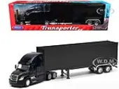 Freightliner Cascadia Truck Black with Plain Black Box Trailer 1/32 Diecast Model by Welly