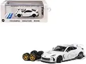 Subaru BRZ ""Varis Arising-1"" RHD (Right Hand Drive) White with Extra Wheels 1/64 Diecast Model Car by CM Model