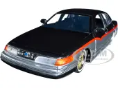 1993-1997 Ford Crown Victoria Lowrider Black Metallic and Silver with Red Stripes ""Get Low"" Series 1/24 Diecast Model Car by Motormax