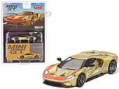 Ford GT 5 ""Holman Moody Heritage Edition"" Gold Metallic with Red Accents Limited Edition to 1800 pieces Worldwide 1/64 Diecast Model Car by Mini GT