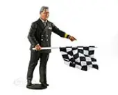1950-1970s Director of the Course Standing with Checker Flag Figurine for 1/18 Scale Model Cars by Le Mans Miniatures