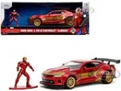 2016 Chevrolet Camaro Red Metallic and Gold and Iron Man Diecast Figure ""The Avengers"" ""Hollywood Rides"" Series 1/32 Diecast Model Car by Jada