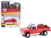 1986 Chevrolet M1008 Pickup Truck Red with White Top with Fire Equipment Hose and Tank ""Fire Department City of New York"" (FDNY) ""Hobby Exclusive"" 1/