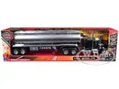 Peterbilt 379 Truck Black with Tanker Trailer Silver ""Long Haul Truckers"" Series 1/32 Diecast Model by New Ray