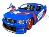 2006 Ford Mustang GT with Captain America Diecast Figurine ""Avengers"" ""Marvel"" Series 1/24 Diecast Model Car by Jada