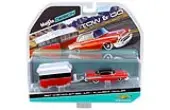 1957 Chevrolet Bel Air with Alameda Trailer Red Tow &amp; Go 1/64 Diecast Model by Maisto