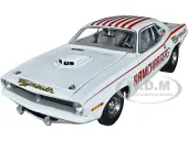 1970 Plymouth HEMI Barracuda Super Stock ""Ramchargers"" White with Red Stripes Limited Edition to 750 pieces Worldwide 1/18 Diecast Model Car by ACME