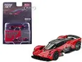 Aston Martin Valkyrie Hyper Red with Carbon Top Limited Edition to 3960 pieces Worldwide 1/64 Diecast Model Car by Mini GT