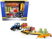 New Holland ""Genesis Tractor Haying Set"" of 3 pieces ""New Holland Agriculture"" Series 1/64 Diecast Models by ERTL TOMY