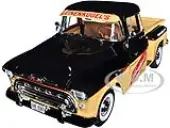 1957 Chevrolet 3100 Stepside Pickup Truck Black and Tan with Graphics ""Leinenkugles Beer The Pride of Chippewa Falls"" 1/18 Diecast Model by Auto Worl