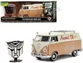 Volkswagen Bus ""WheelJack"" Tan and Beige ""Franks TV Repair"" and Transformers Logo Diecast Statue ""Transformers Rise of the Beasts"" (2023) Movie ""Holl