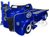 1947 Ford COE Flatbed Truck Dark Blue Metallic with White Top ""The Famous Motor Cars"" with Extra Wheels ""Just Trucks"" Series 1/24 Diecast Model by Ja