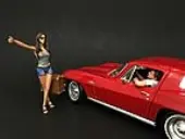 Hitchhiker 2 piece Figurine Set (Green Shirt) for 1/24 Scale Models by American Diorama