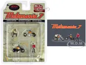 ""Motomania 7"" 4 piece Diecast Figure Set (2 Figures 2 Motorcycles) Limited Edition to 4800 pieces Worldwide for 1/64 Scale Models by American Diorama